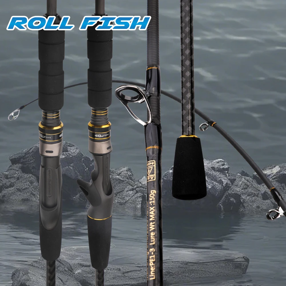 

ROLLFISH Ocean Boat Slow Jigging Rod Spinning Casting Carbon Fiber Lure Fishing Rod Saltwater Bass Fishing 1.68/1.8/1.98M