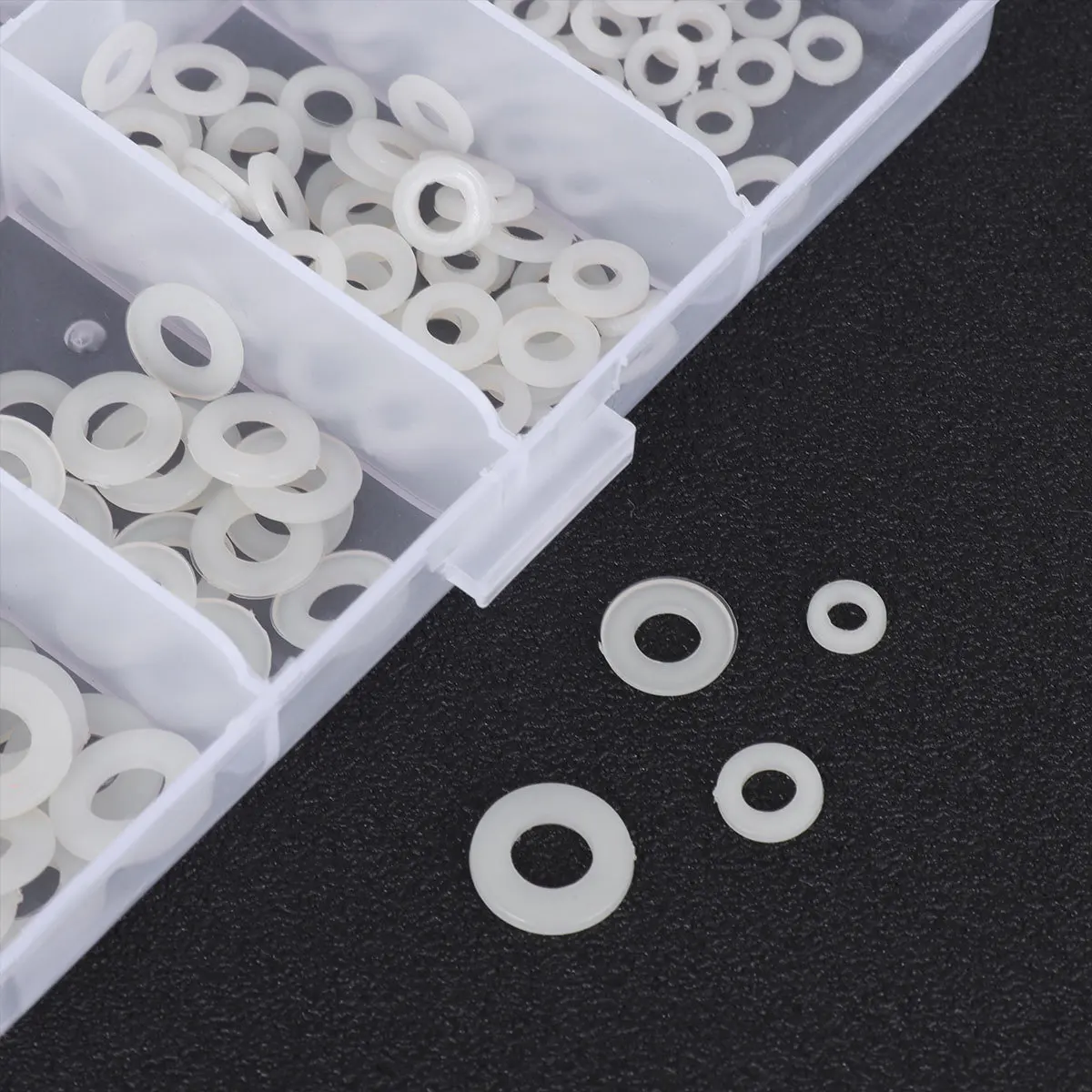 250 قطعة غسالة النايلون الأبيض M2.5 M5 فاصل مسطح للسيارات الكهربائية البحرية الأختام الدائمة طوقا حلقة الأجهزة