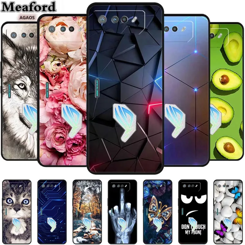 For Asus ROG Phone 7 8 Case Animals Protector Silicone Soft Phone Back Cover  for ROG Phone7 Phone8 Fundas Shockproof Wolf Capa