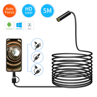 Auto Focus HD1944P Endoscope for Cars Android Phone Type c 5MP Mini Sewer Inspection Camera 12mm Endoscopy Usb Borescope 1-20m