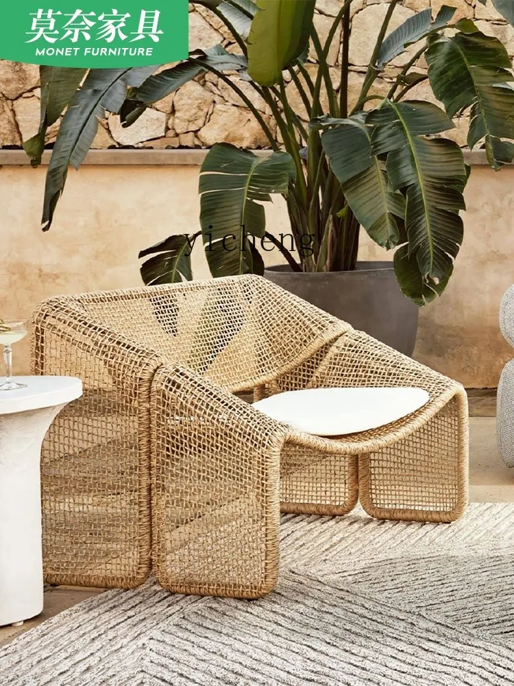 Zz كرسي الروطان الخارجي أريكة واحدة الروطان شرفة طاولة القهوة B & B فندق حديقة فناء طاولات وكراسي الديكور