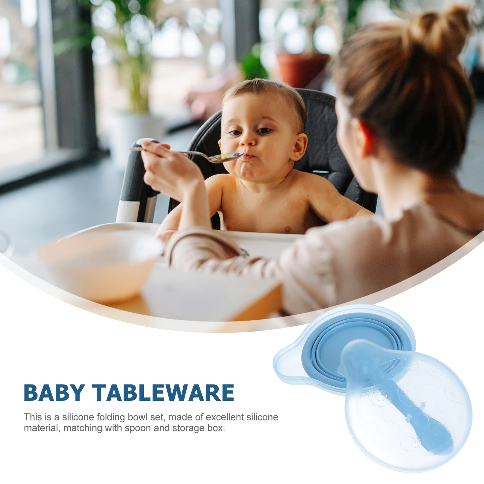 

1 комплект, силиконовая складная детская миска, набор большой емкости, портативная миска для кормления, ящик для хранения ложек, посуда для малышей, детская посуда