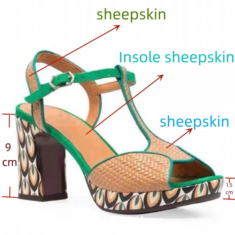 【JOCHEBED HU】New Brand Genuine Leather Shoes High Heels Women Luxury Platform Sandals Thick Heels Designer Square Ladies 36-44