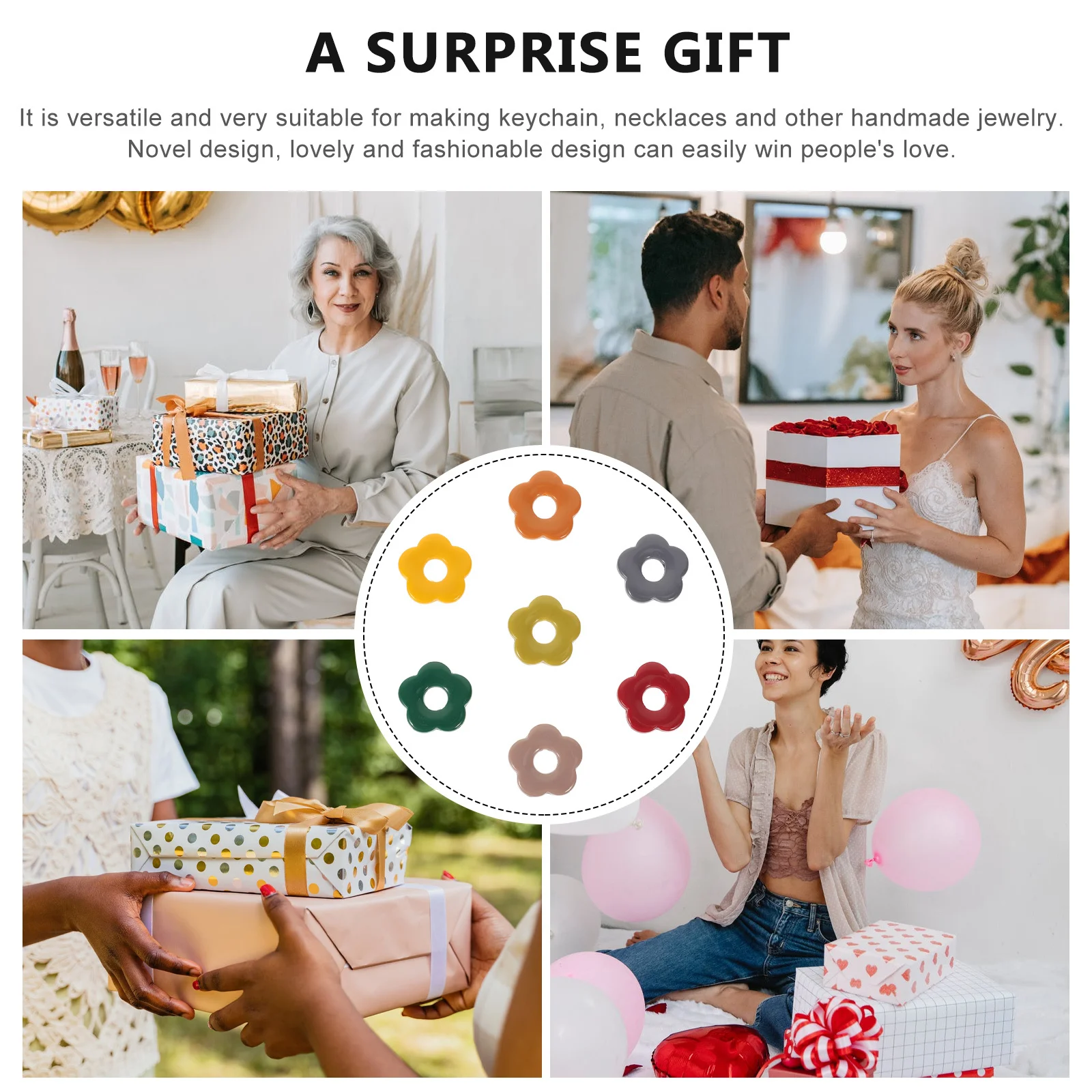 

60Pcs Adorable Flower Pendant Resin Charms for DIY Jewelry Making Handcrafted Earrings Necklace Bracelet Hanging Ornament