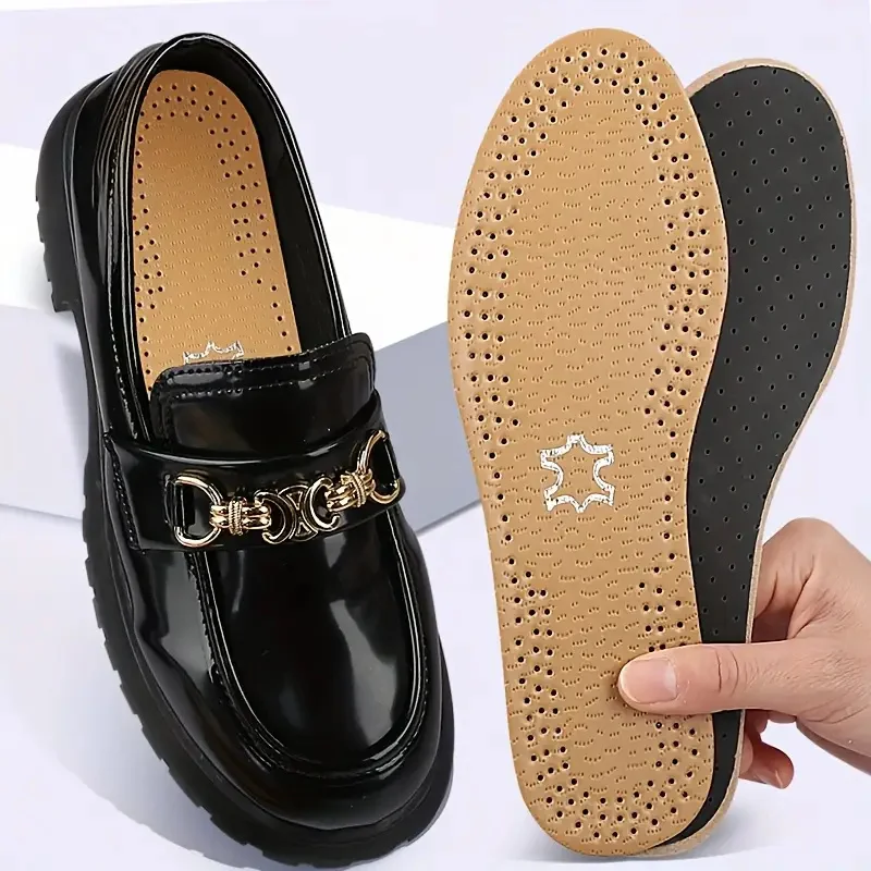 

1 Pair Casual leather Insoles For Shoes Women Men Comfortable Deodorant Feet Good Quality Leather Flats Shoe Sole