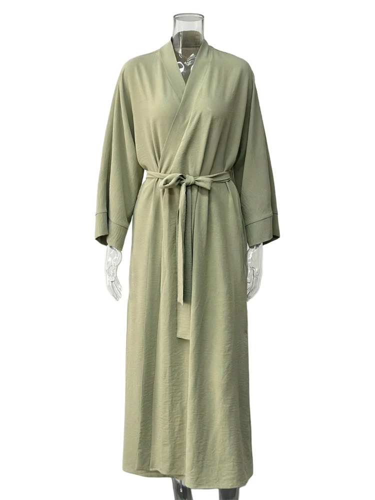 Tossy Summer Casual Lace-Up Long Dress Cover up For Women Loose Commute Beach Holiday Nightwear Female V-Neck Bodycon Dress 2026