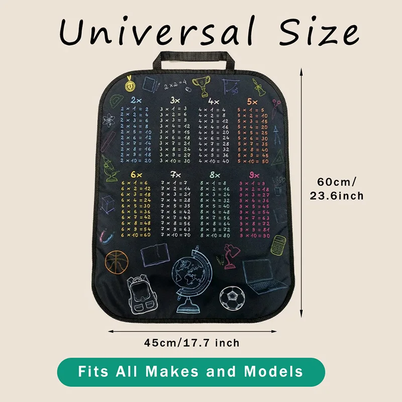 1pc Waterproof Car Seat Cover with Mathematical Multiplication Tables- Durable Polyester Kick Mat to Protect Against Dirt, Mud view 4