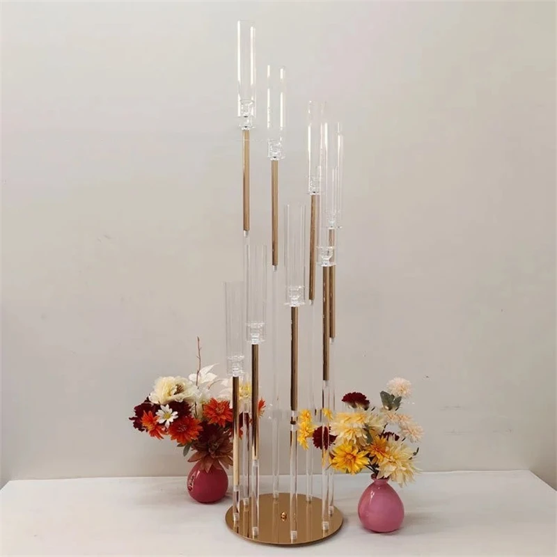 Metal Candlesticks 49 Inches Candelabra Clear Candle Holders Stands Luxury Wedding Table Centerpieces Party Decoration