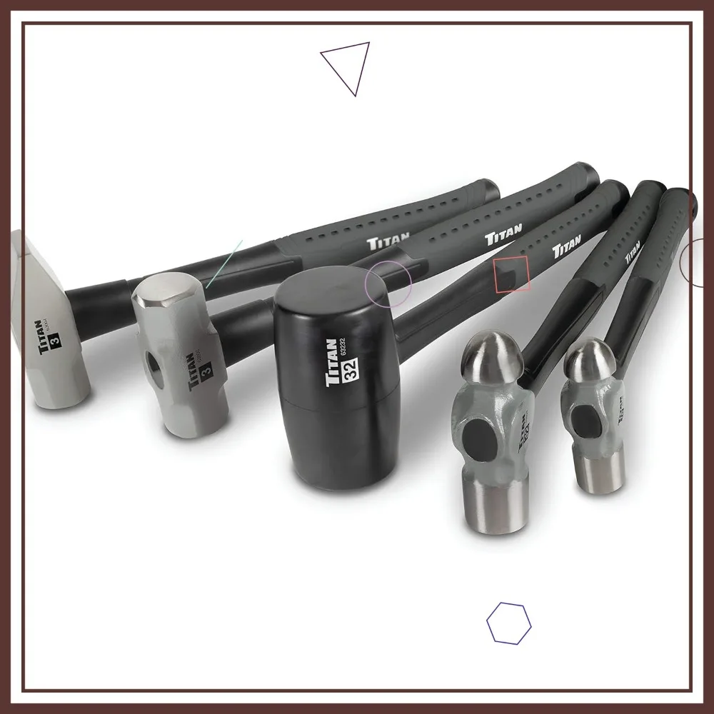 

Набор молотков из 5 предметов с ручками из стекловолокна, включает в себя шариковую корму, резиновую молотку, кувалда и перекрестную корму.