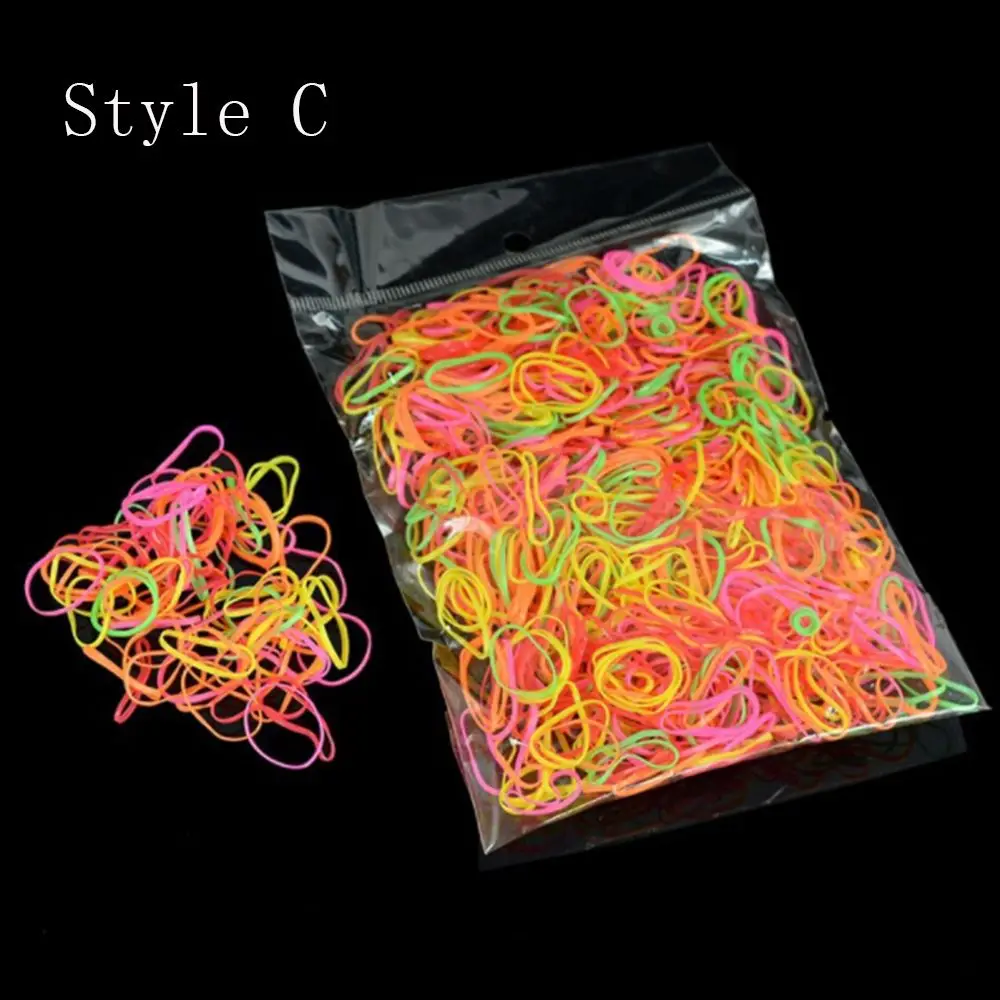 1000Pcs/bag Hair Rubber Cord Rubber Band Transparent White 1mm Clear Ponytail Holder Elastic Rubber Hair Rope Braider Tool