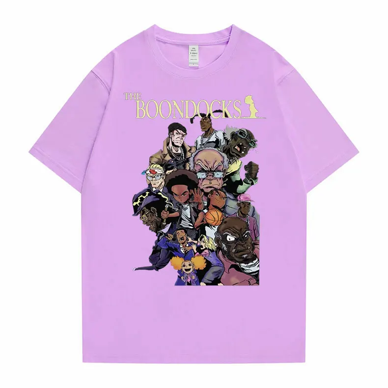 The Boondocks Huey and Riley Printed Tshirt Men Women Anime Cartoon Fashion T-shirt Funny Man T Shirts Male Hip Hop Streetwear