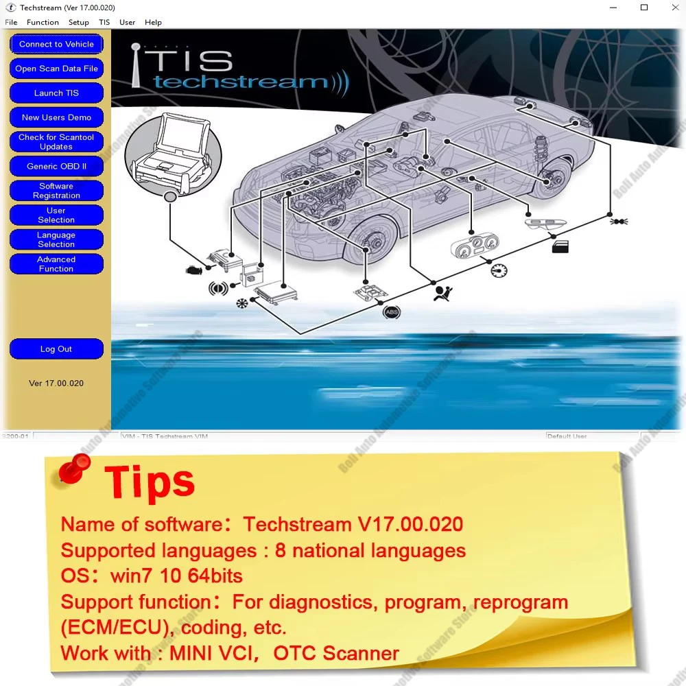 

Newest software For MINI VCI Techstream 17.10.012 coding diagnose car scanning OTC Scanner ECM ECU coding diagnose for Toyota