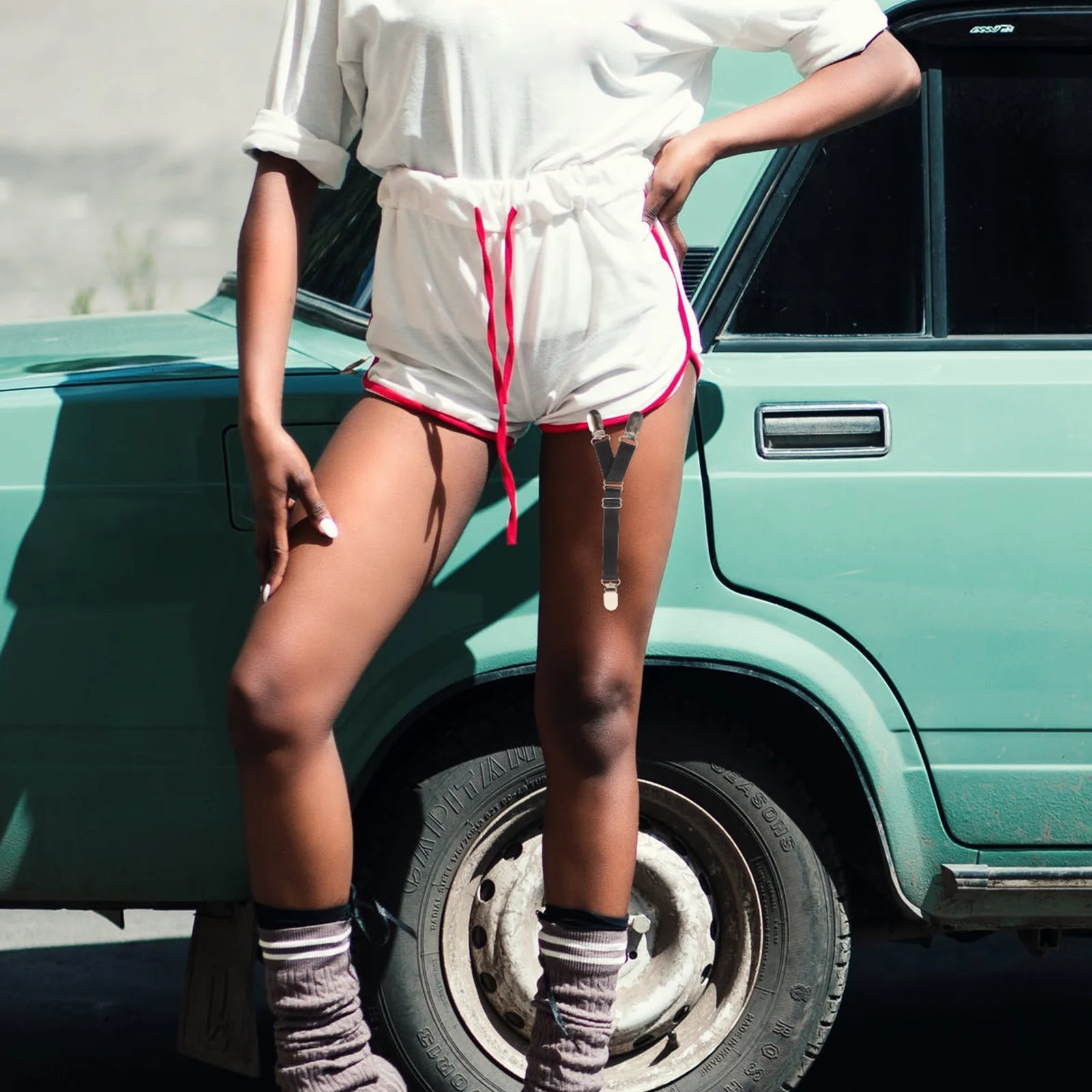 

2Pcs Duckbill Sock Clip Soft Comfortable Non-Slip Adjustable Shirt Keeper for Men Women Unisex Garter Strap Easy Use Lightweight