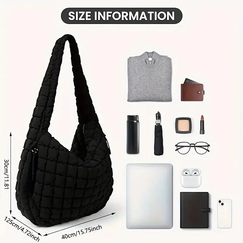 Puffer Tote Bag for Women Soft Puffy Crossbody Bag Large Quilted Tote Bag Quilted Carryall Bag Hobo Handbags Puff Purse