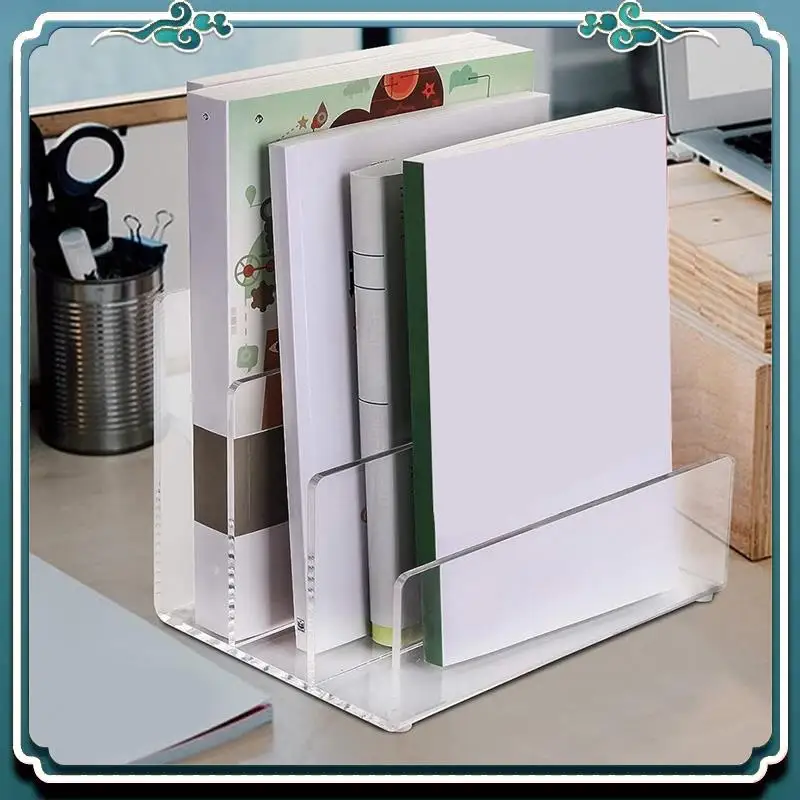 سهلة الاستخدام 1 قطعة حامل الملفات 3 أقسام عمودي منظم سطح المكتب شفاف مكتب فارز الملفات حامل الرف للمستندات Le #5
