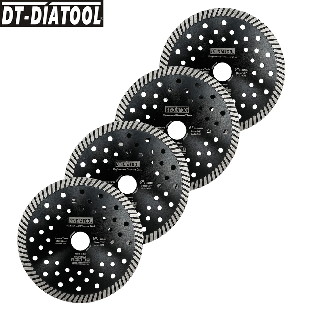 DT-DIATOOL 2pcs/pk Diamond Narrow Turbo Multi Hole Cutting Disc Circular Saw Blade for Granite Marble Dia 180mm+230mm