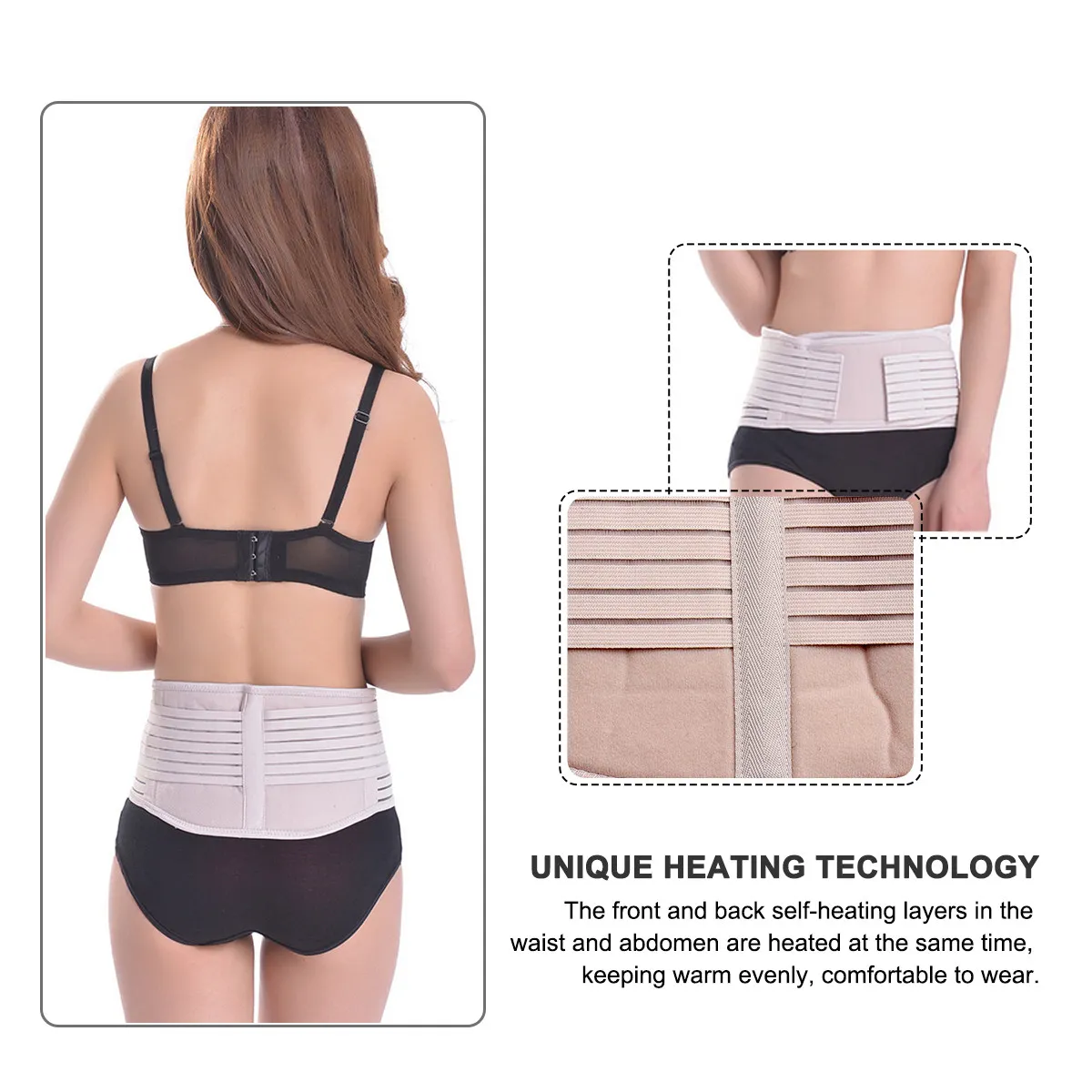 Waist Brace Self Heating Technology Breathable Fabric Elastic Stable Wrap Lumbar Support Pain Relief Women Size