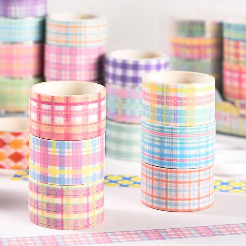 8 Rolls/set Aesthetic Check Pattern Tape Set DIY Arts Crafts Scrapbooking Journaling Labeling Hand Account Decoration