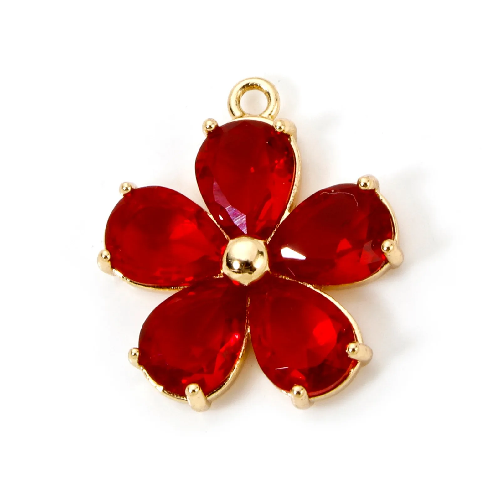 1pc Neue Messing Charms Gold Farbe Blume Mehrfarbige Glas Anhänger DIY Halskette Ohrringe Für Frauen Schmuck Erkenntnisse 21mm x 18,5mm – Detail 10