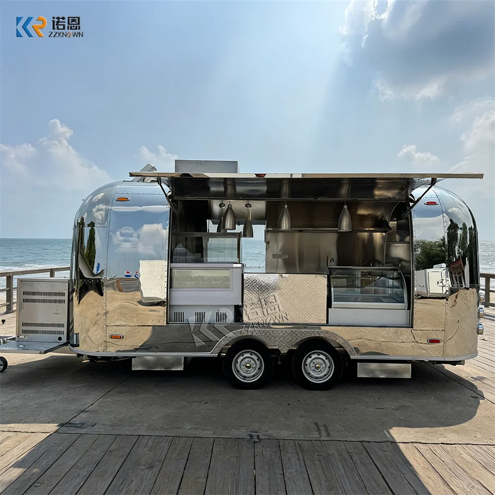 

Mobile Catering Stainless Steel Food Trailer BBQ Ice Cream Cart Street Concession Coffee Trailer Portable Food Truck For Sale