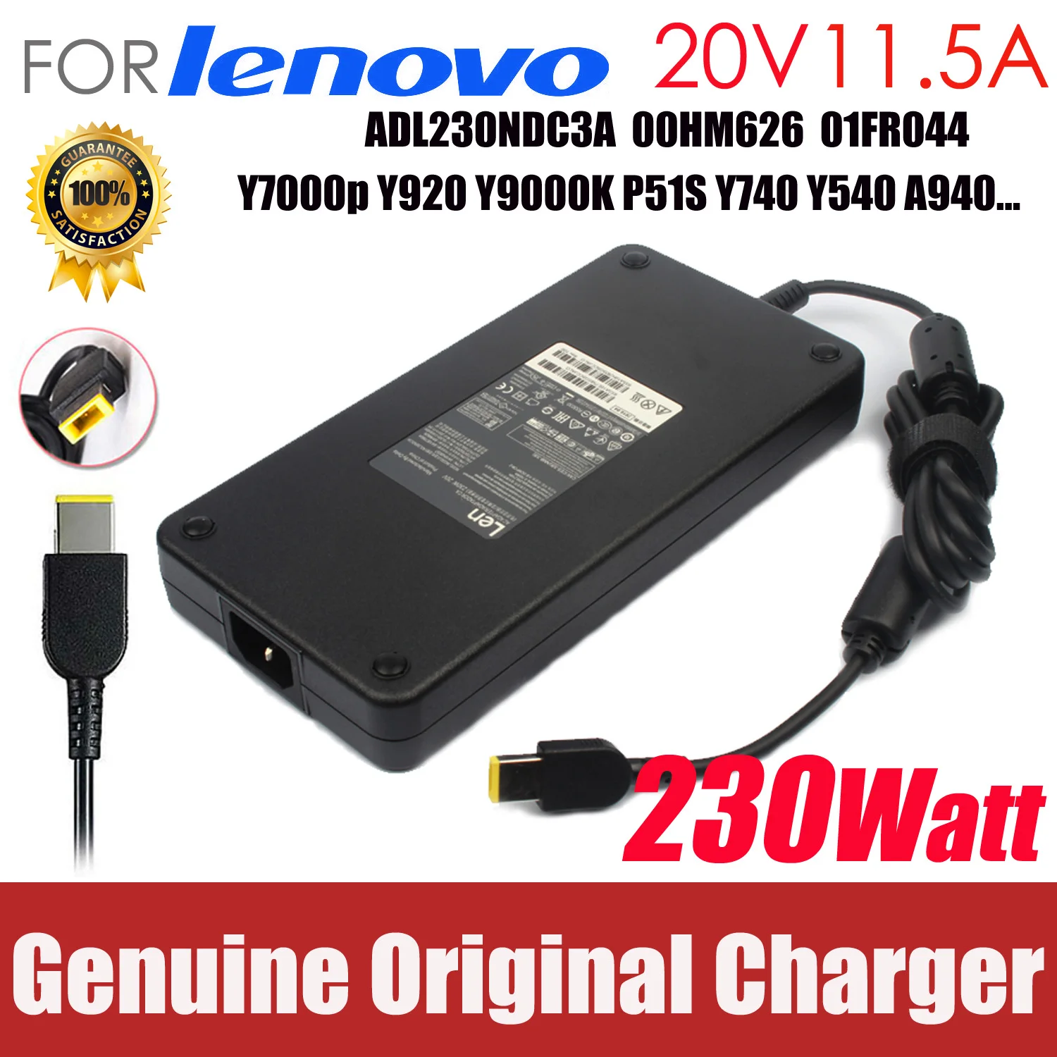 Original 20V 11.5A 230W AC Adapter for Lenovo Legion Y740 Y920 Y540 P70 P71 P72 P73 Y7000 Y7000P Y9000K A940 Charger 00HM626