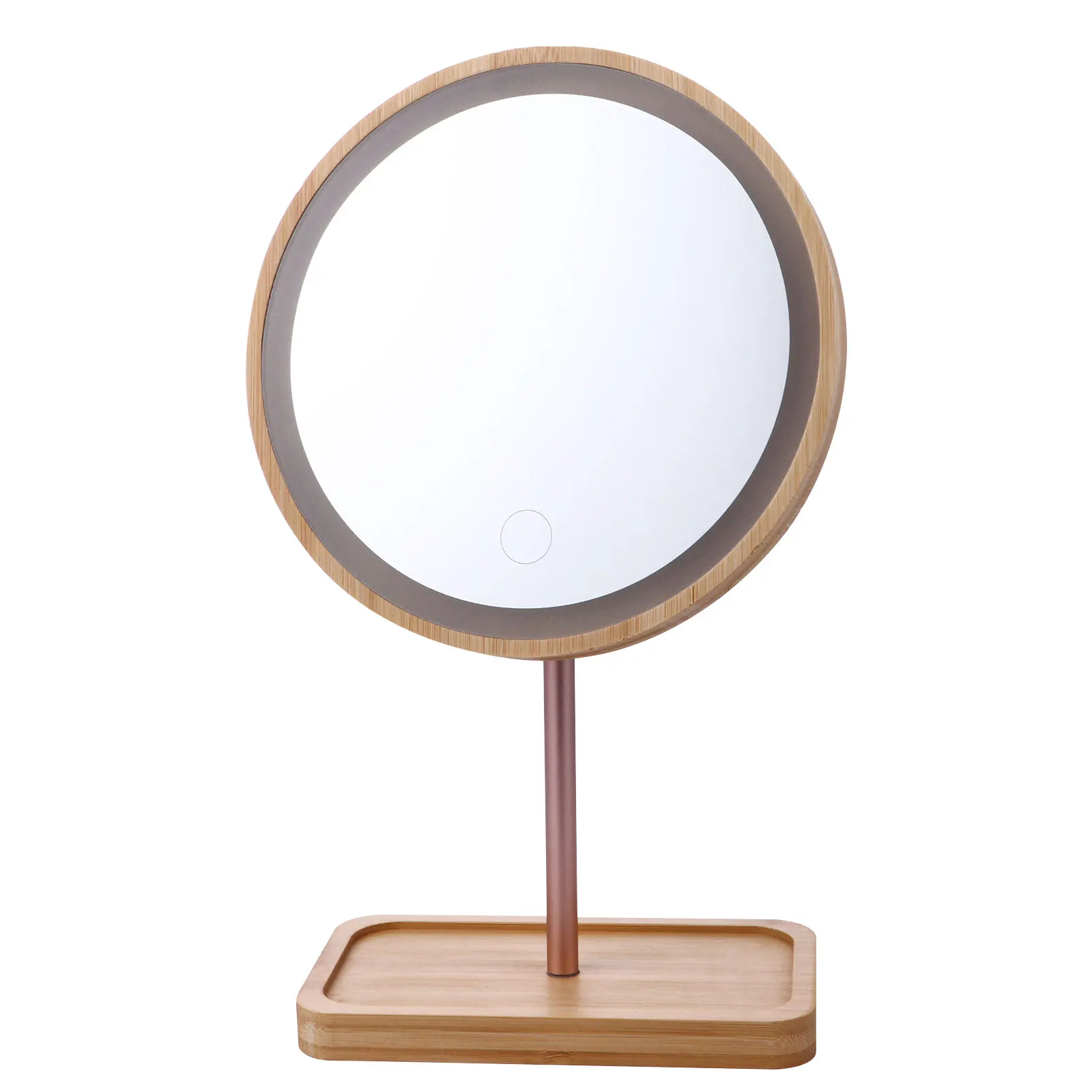 Wooden Makeup LED Lighted Vanity 90° Swivel Table Vanity Mirror Glass Desktop High Definition Stable Base Gifts