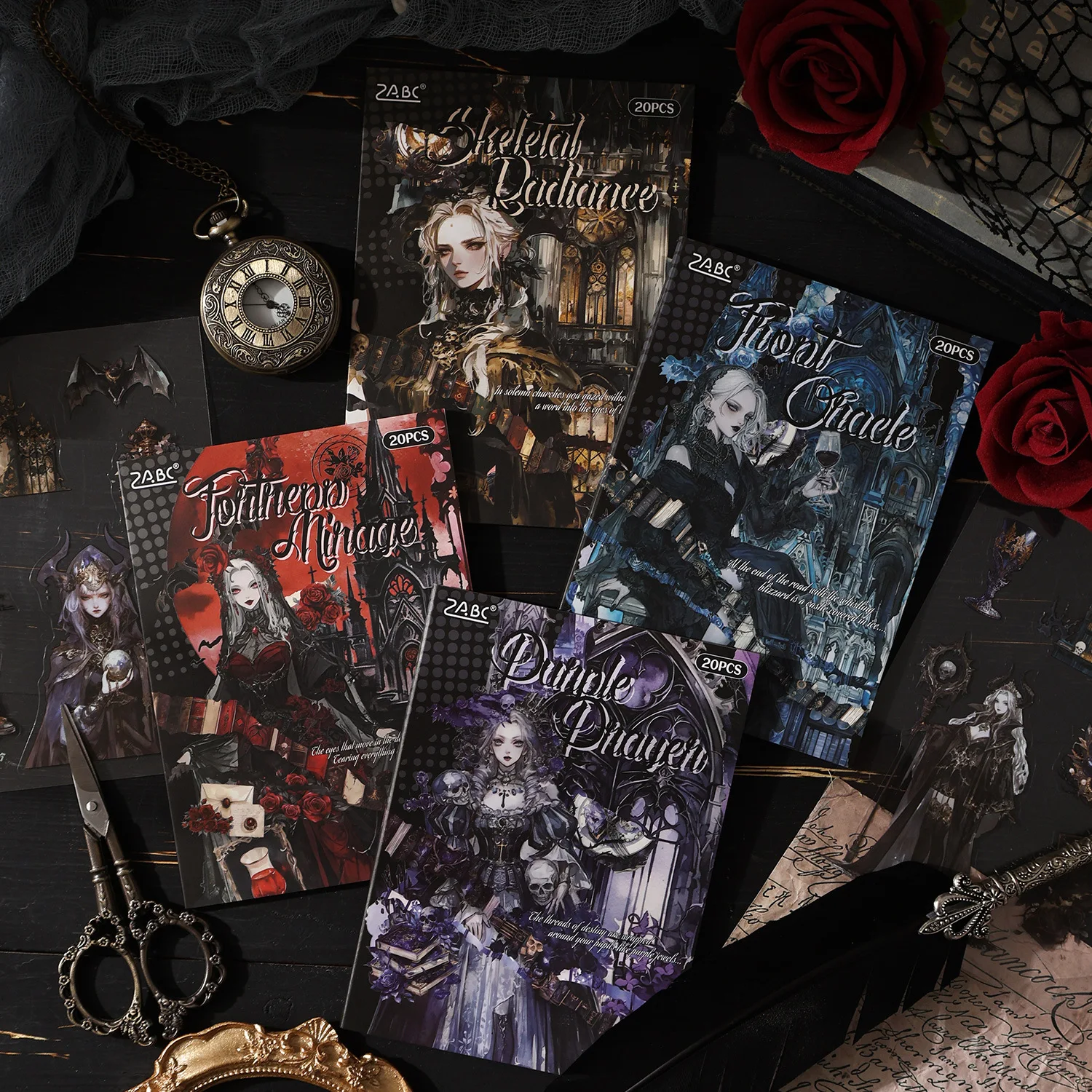 1 Set/20 Sheets of Gothic Dark Style Stickers Series, Creative Stickers for Journals, DIY Handmade Stickers, Decorative Stickers, Great Gift Choice! Suitable as Halloween & Christmas Gifts!