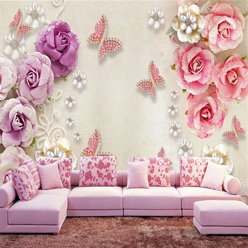 papel-de-parede-personalizado-com-foto-mural-3d-de-borboletas-flores-e-joias-europeias-para-sala-de-estar-sofa-tv-quarto-e-restaurante