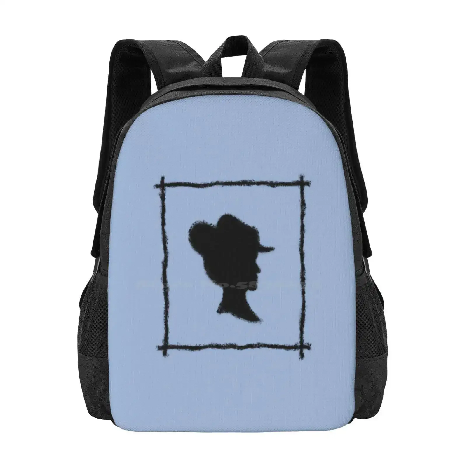 مؤطرة سيدة في شامبراي الأزرق رائجة البيع حقيبة مدرسية على ظهره حقائب الموضة صورة ظلية سيدة سوداء شامبراي الأزرق مؤطرة الإناث #1