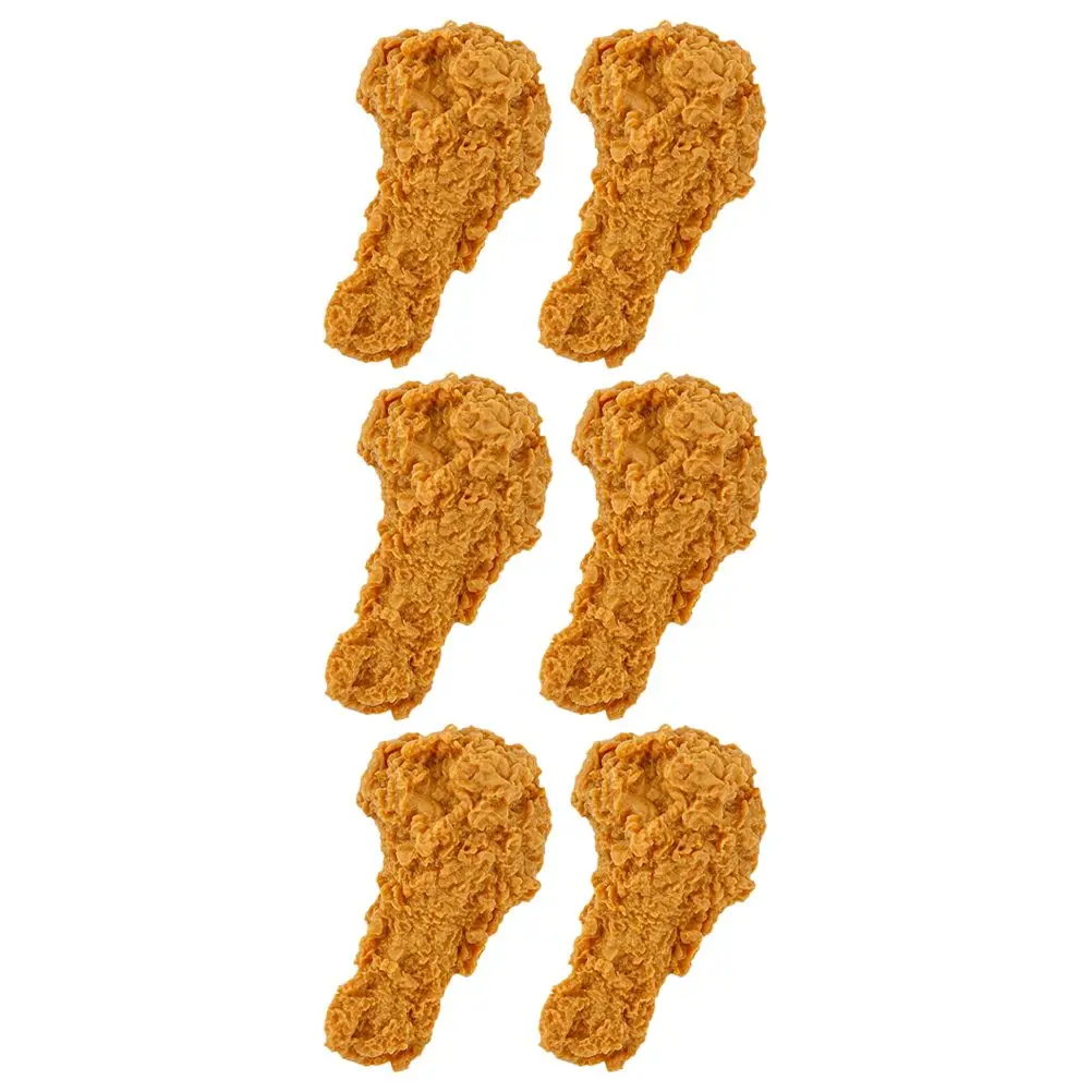 

6 Pcs Fake Drumsticks Decoration Artificial Chicken Food Ornaments PVC Faux Fried Lifelike Props Simulation Model Educational