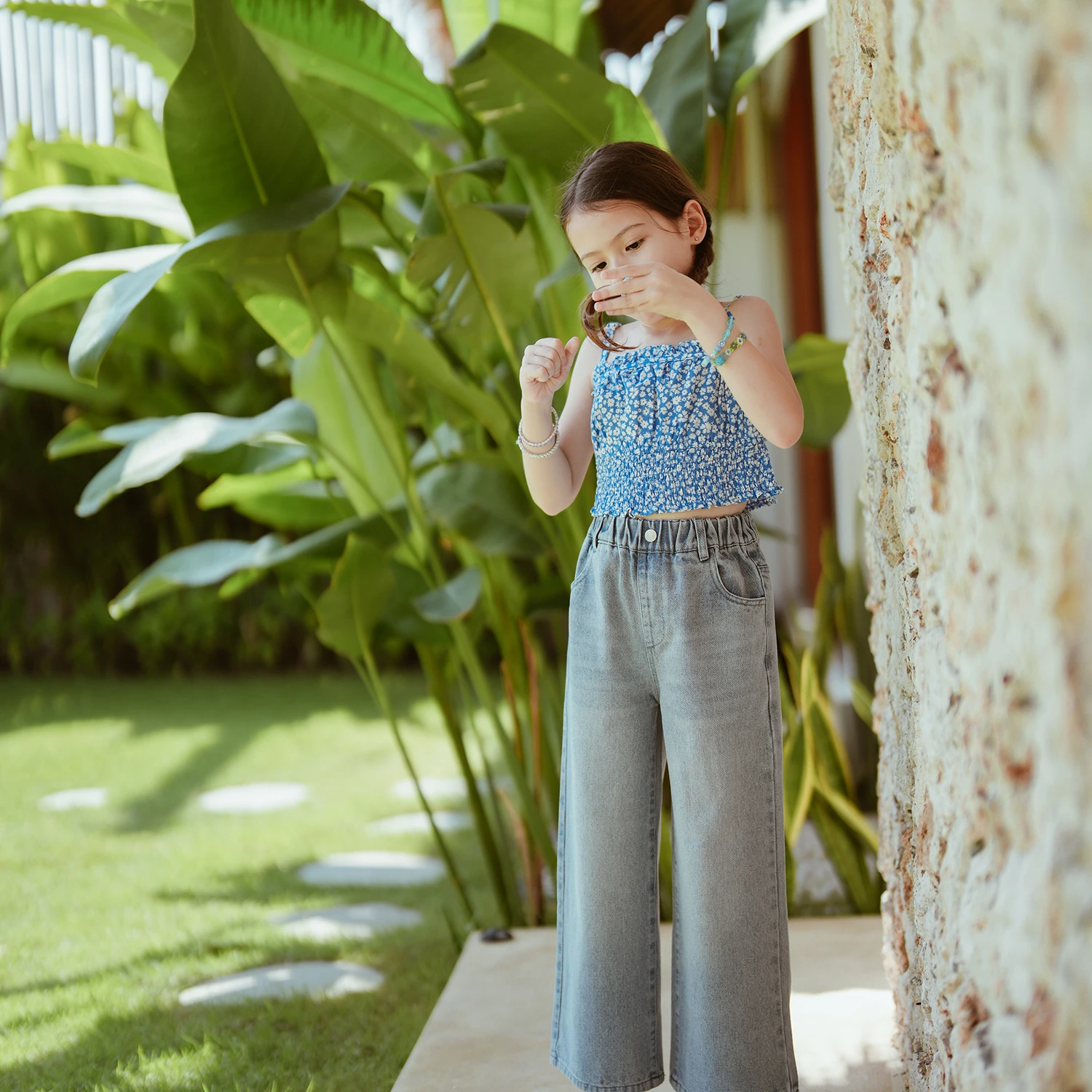 Children's Clothing Girl's Pants 2024 Spring/summer New Jeans Children's Loose Straight Casual Wide Leg Pants