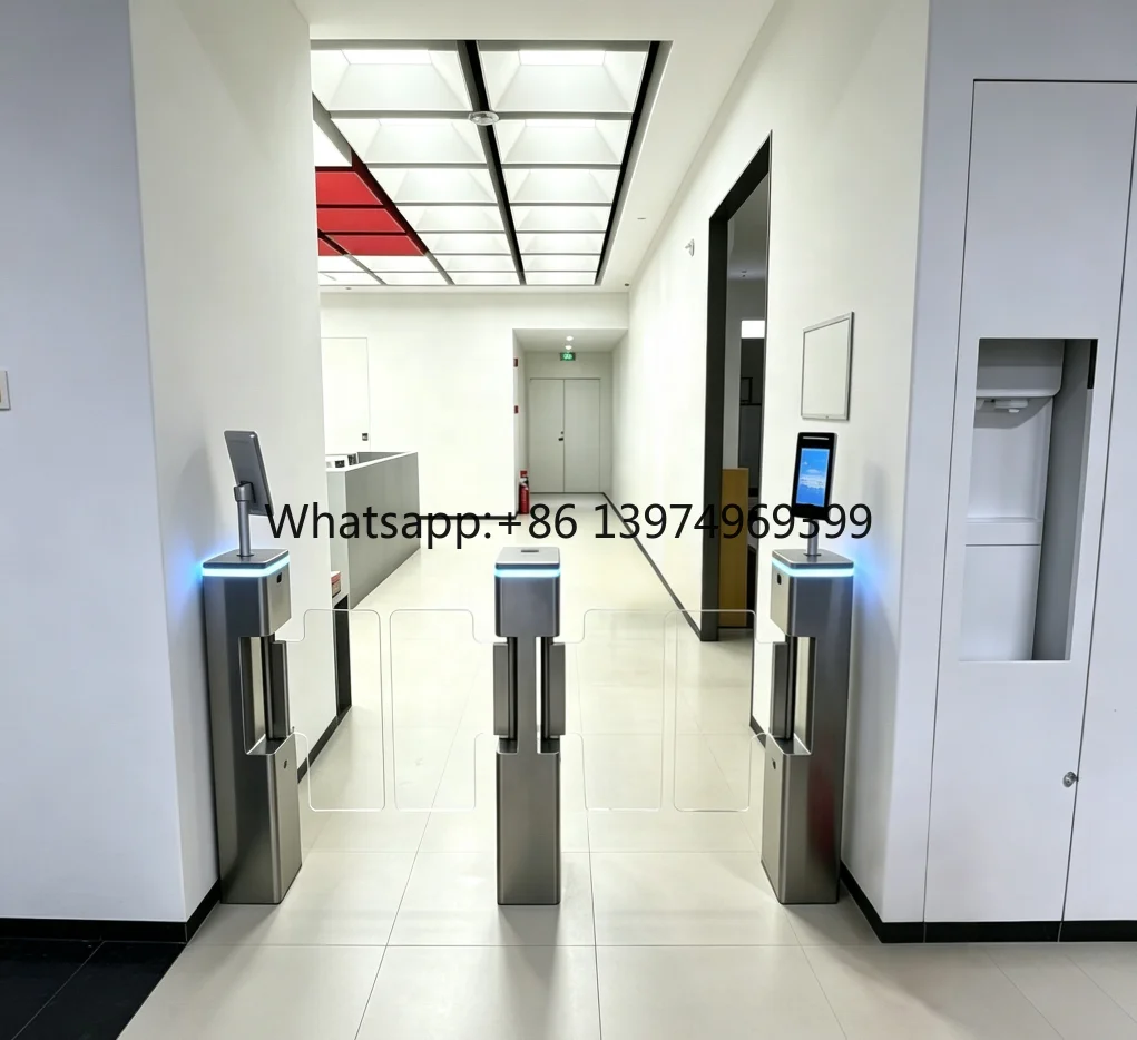 Swing Turnstile Gate Access Control Facial Recognition Fingerprint Entrance and Exit Barrier Swing Speed Gate for Office