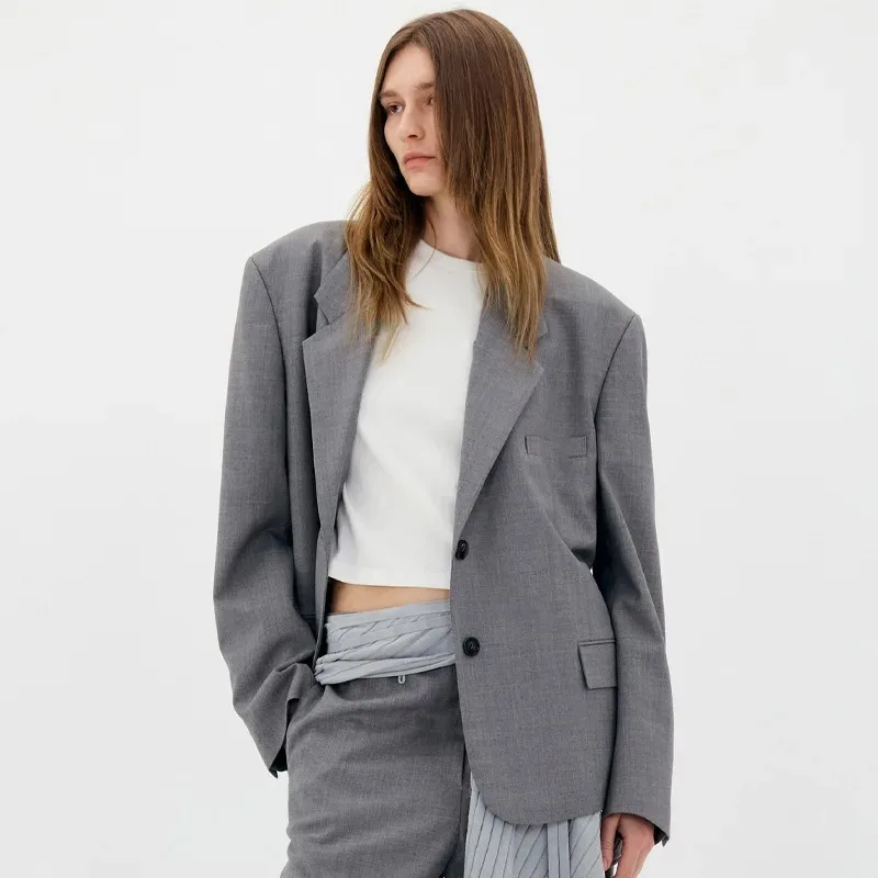 Blazer grigio di lusso da donna 2024 autunno e inverno nuovo stile di pendolarismo Casual di fascia alta