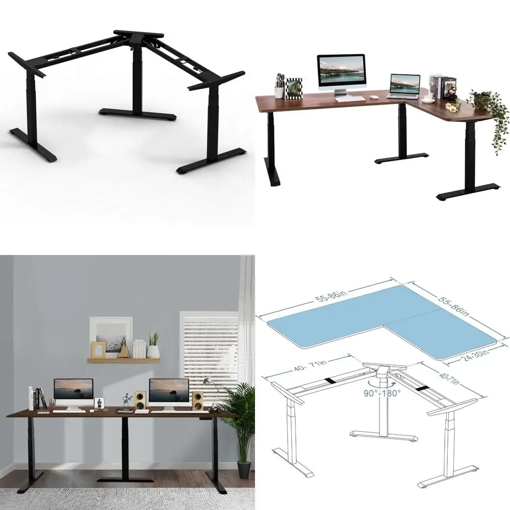 

Adjustable 3-Motor 3-Tier L-Shaped Corner Desk with Height and Width Customization for Home Office Use