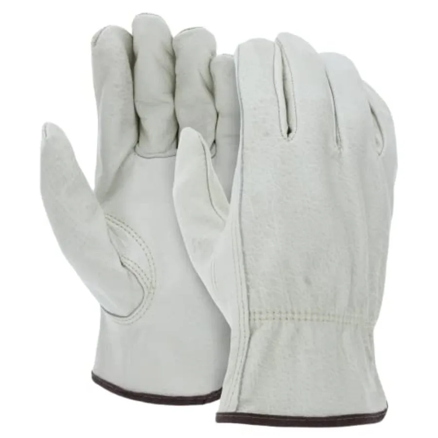 

12 Pairs Heavy Duty Durable Cowhide Leather Work Gloves for Construction Industrial and Personal Use