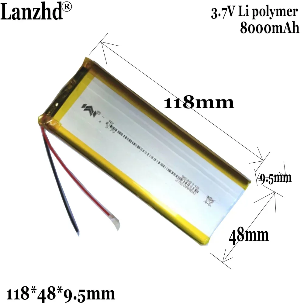 3.7V 8000mAh Lithium LiPo Rechargeable Battery cells Took for colorfly c10 E-Books Power bank Tablet PC DVD on 9548118 1048118