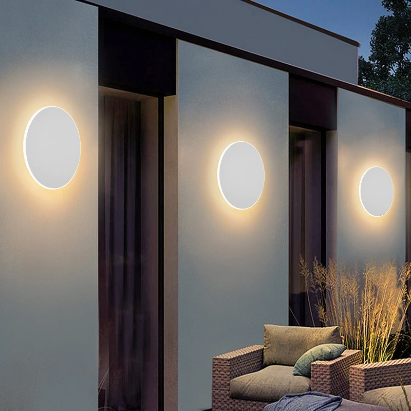 LED Lighting Modern Simple Circular Wall Light With Touch Sensor Outdoor Waterproof IP65 Bedroom Porch Entrance Stairs 85-265V