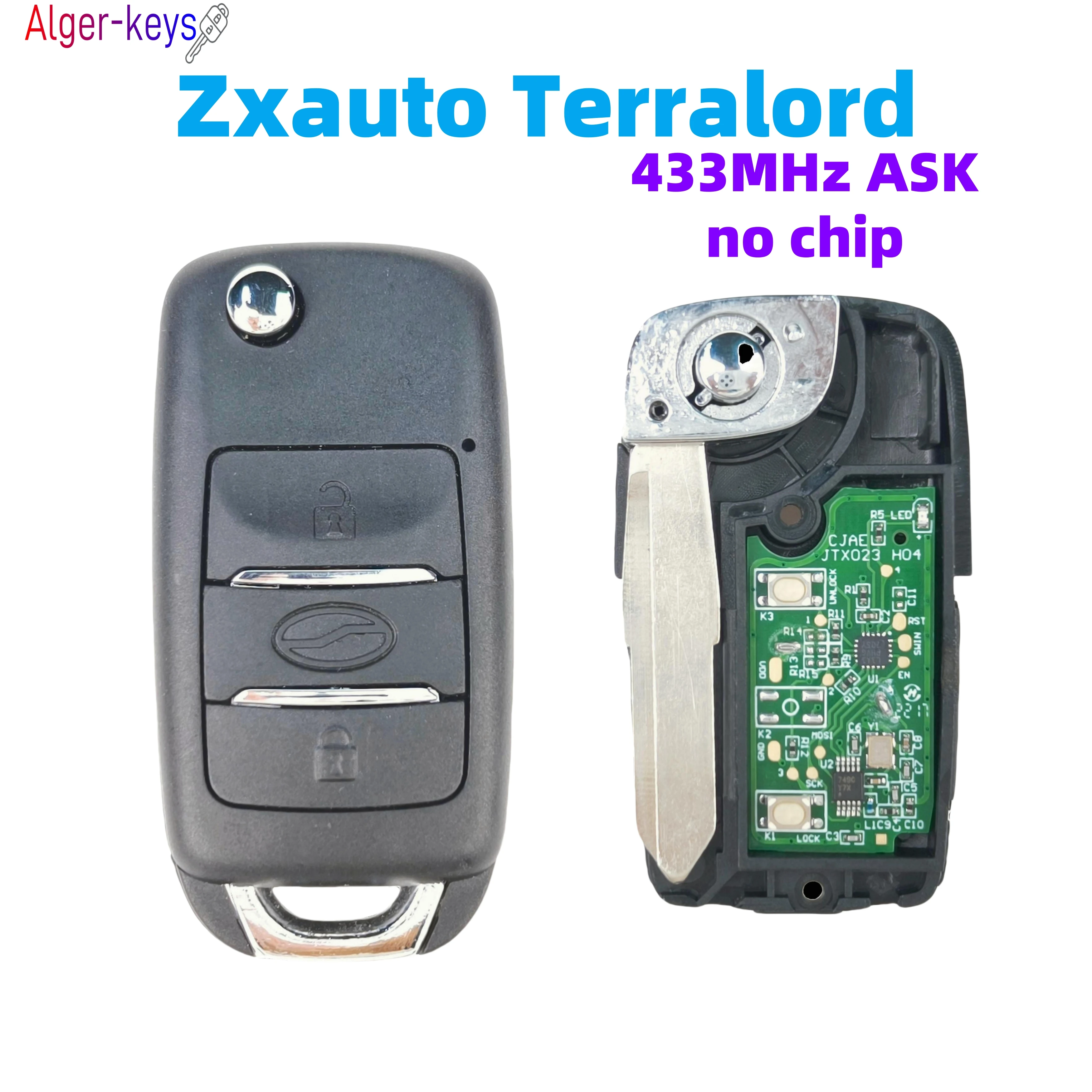 Alger-keys Original Remote Smart Key 3 Button for Zxauto Terralord 433MHZ ASK No Chip