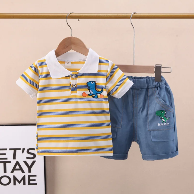 

Летняя детская одежда для мальчиков, детская футболка с изображением динозавра, шорты, 2 шт./компл., спортивные костюмы для малышей, хлопковые спортивные костюмы, верхняя одежда