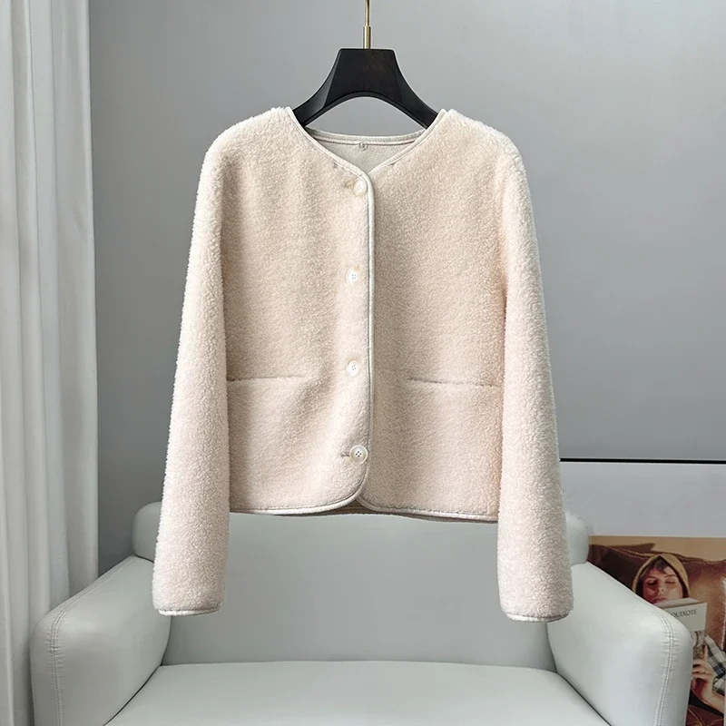 Abrigo de piel de lana Real con capucha extraíble para mujer, chaqueta cálida de invierno, nuevo diseño de moda, CT329, 2024