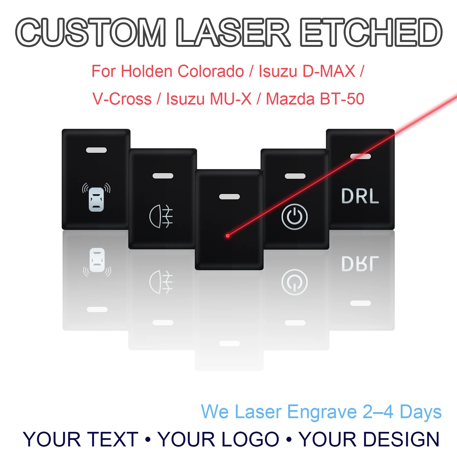 Customizable 12V 3A Dashboard Rocker Switch For Isuzu D-Max RG/RJ/ MU-X / Holden Colorado / Mazda BT-50 TF Fog LED Light Bar DRL