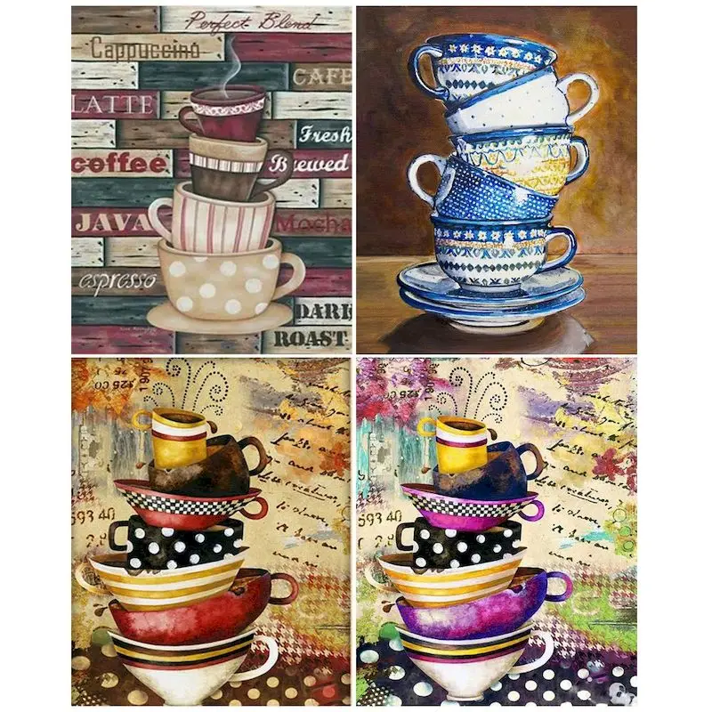 

GATYZTORY Acrylic Decorative Paintings Coffee Cup Picture By Numbers Handpainted Paint For Painting Art Supplies Gift