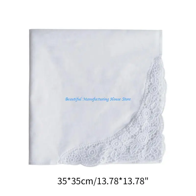 ผ้าเช็ดหน้างานแต่งงาน e56a หอยเชลล์ขอบลูกไม้ hankies ดอกไม้ลูกไม้ขอบผ้าเช็ดหน้าผ้าฝ้ายที่ยอดเยี่ยมสำหรับช่อโต๊ะอาหาร