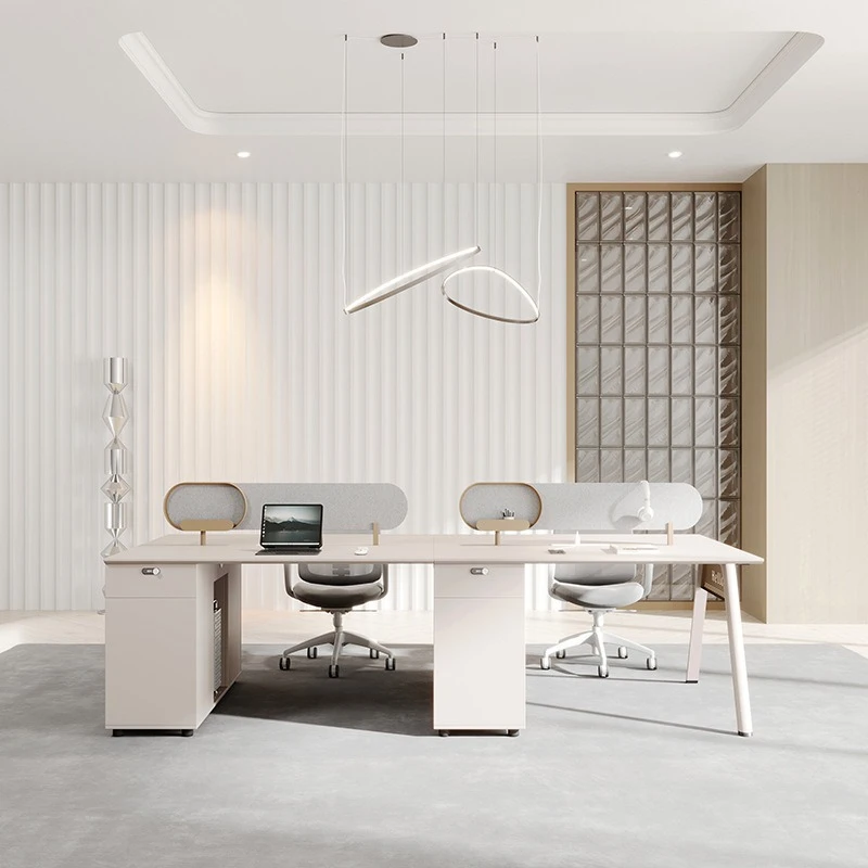 

4 Employee Desk Double Office Modern Staff Computer table Workstation ergonomic light luxury mesa escritorio blanca furniture