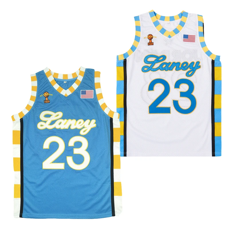 2024 Basketball jerseys LANEY 23 Sewing embroidery Outdoor sportswear Hip hop blue yellow Sweat absorption breathable big size