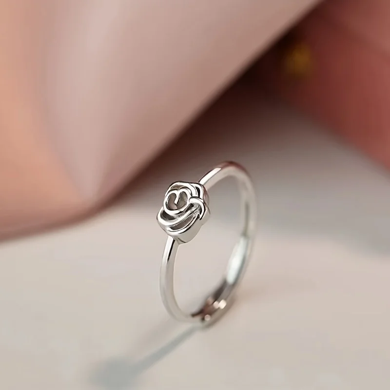 Anillo de plata de ley S925 para niña, diseño de nicho de lujo, rosa, fiesta diaria salvaje