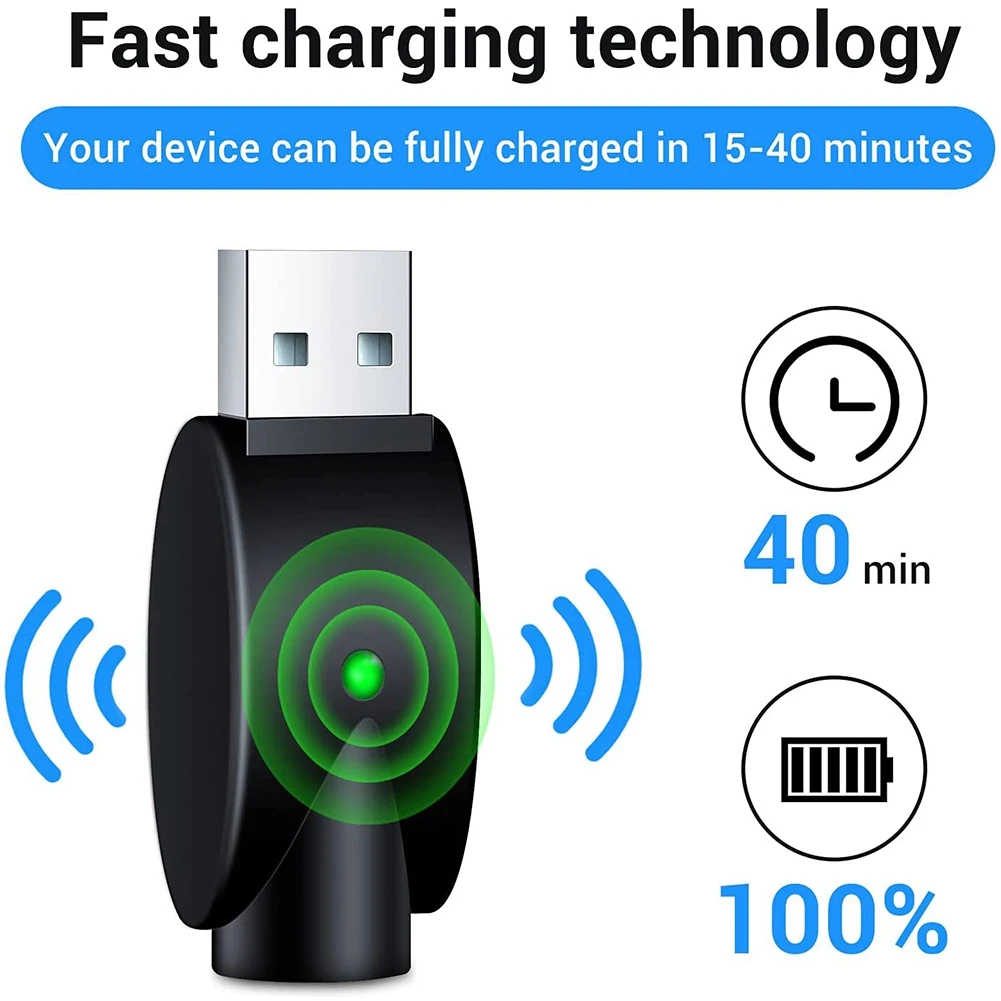 Cargador USB portátil de 2 piezas, Cable de rosca, con luz indicadora LED, protección inteligente contra sobrecargas