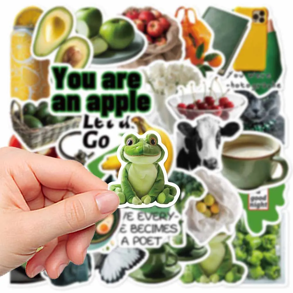 15/30PCS Green Food Series INS Cartoon Sticker Decals Toys DIY Suitcase Skateboard Phone Luggage Bike Stickers Gift