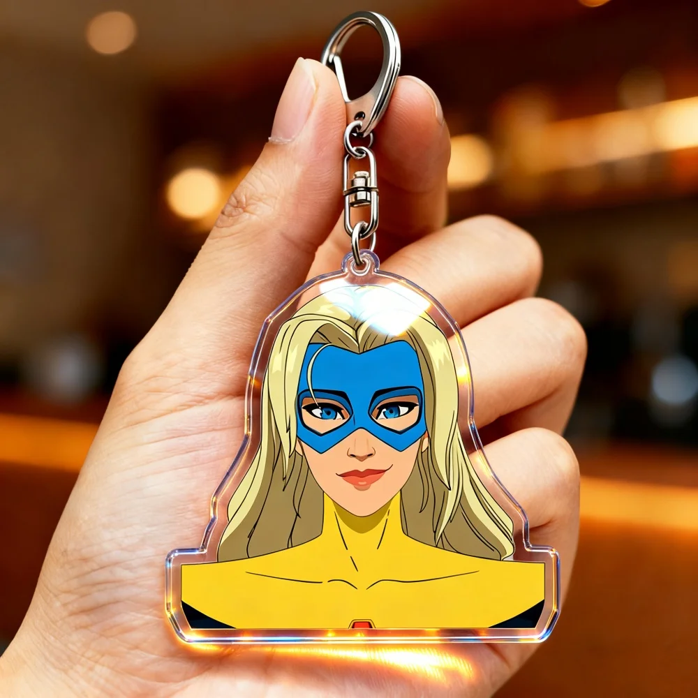 إرسال سلسلة مفاتيح الألعاب للملحقات Mecha Man Blonde Blazer Robert Robertson Keyring Jewelry Gaming Fans Gifts