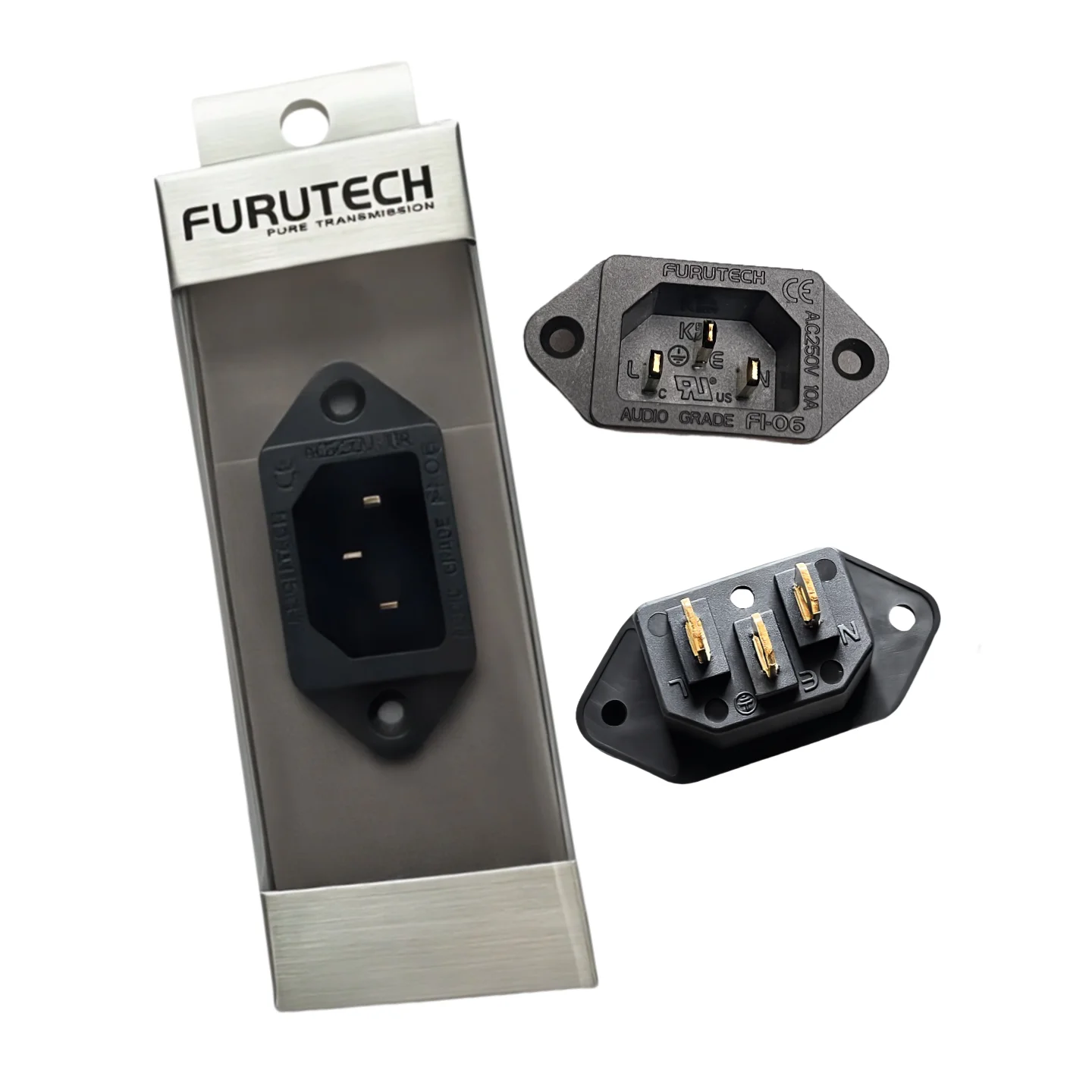 FURUTECH FI-06(G) 3-pin IEC Inlet Socket AC Welded Edition Copper Gold-plated HIFI Power Packing Box 1Pcs